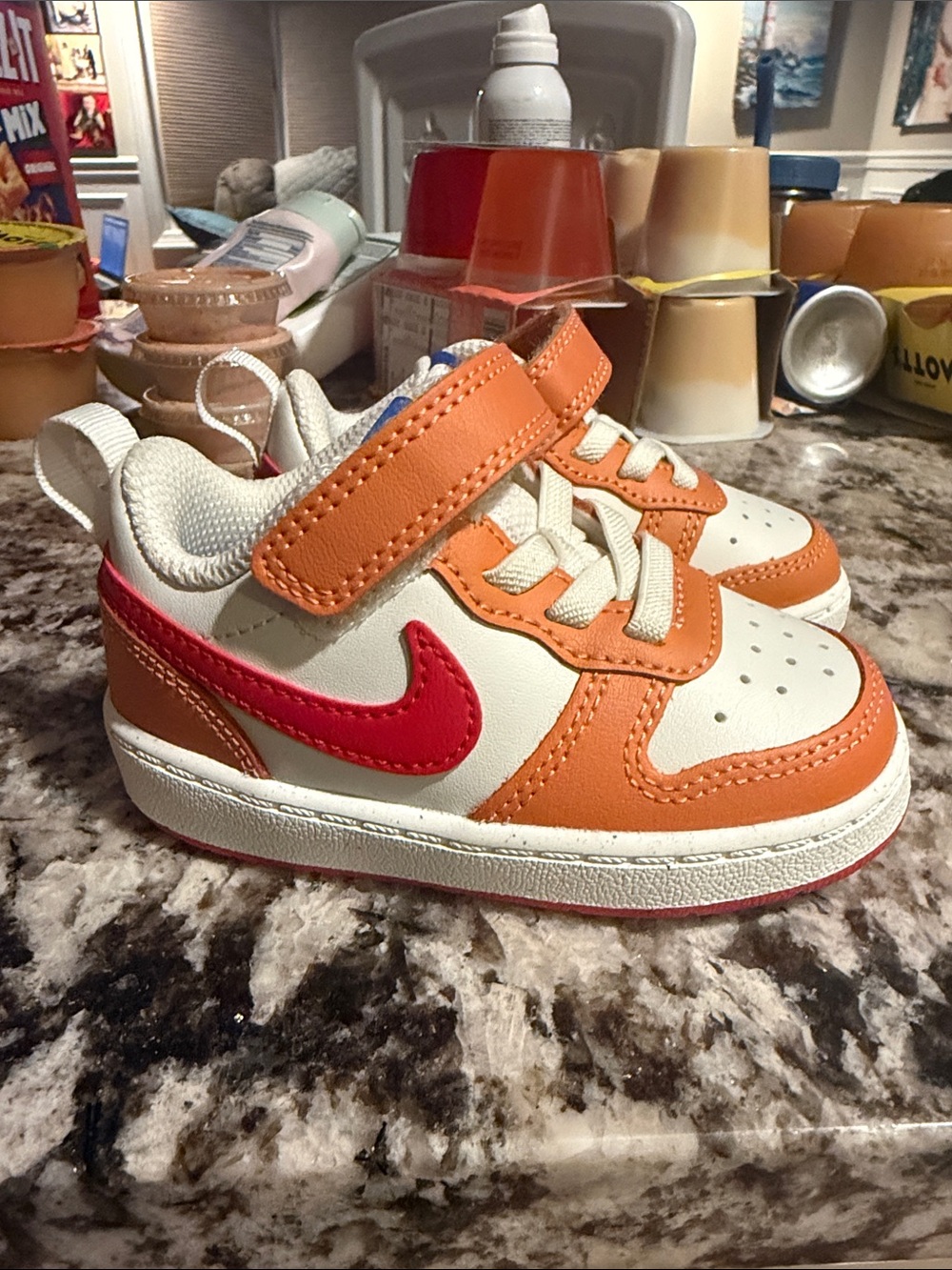 Nike toddler Orange & Red Low-Top Sneakers with Hook-and-Loop Strap new